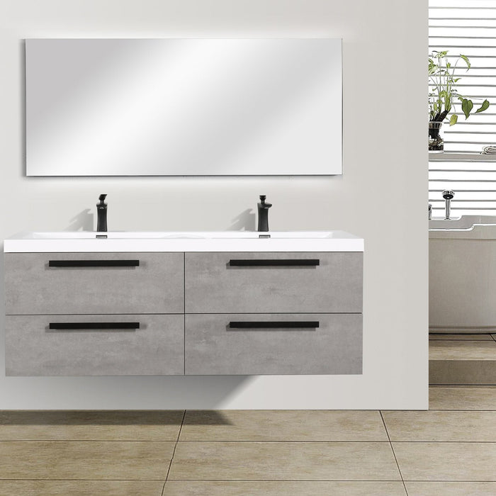 Eviva Surf 57" Modern Bathroom Vanity Set with Integrated White Acrylic Double Sink