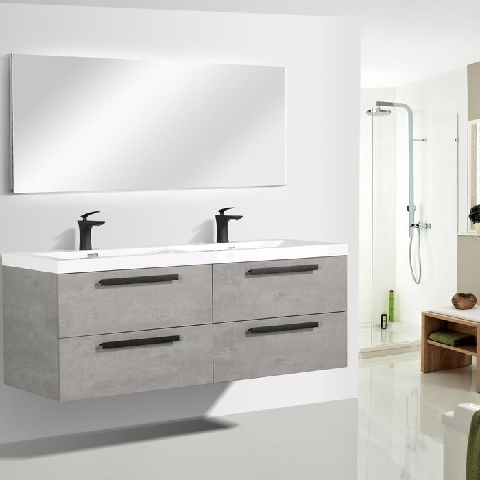 Eviva Surf 57" Modern Bathroom Vanity Set with Integrated White Acrylic Double Sink