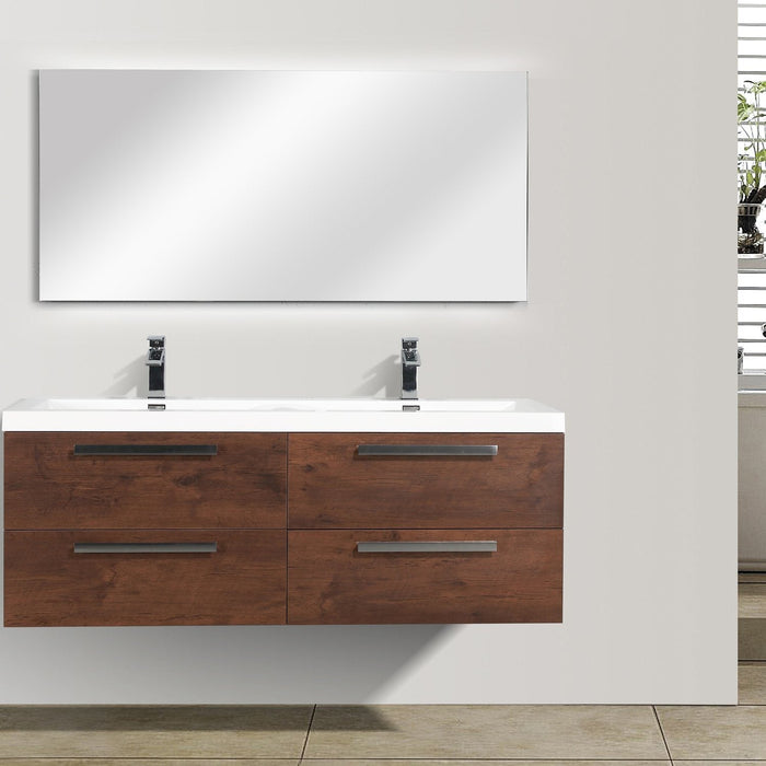 Eviva Surf 57" Modern Bathroom Vanity Set with Integrated White Acrylic Double Sink