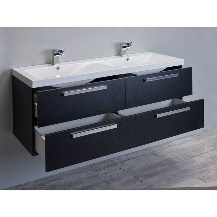 Eviva Surf 57" Modern Bathroom Vanity Set with Integrated White Acrylic Double Sink