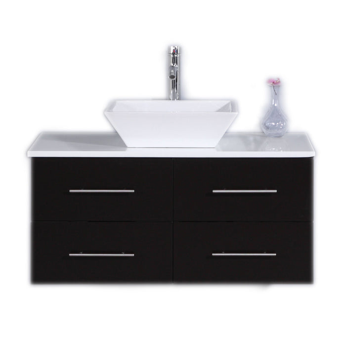 Eviva Totti Wave 36-Inch Modern Bathroom Vanity With Counter-Top And Sink