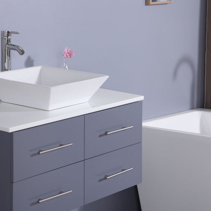 Eviva Totti Wave 36-Inch Modern Bathroom Vanity With Counter-Top And Sink