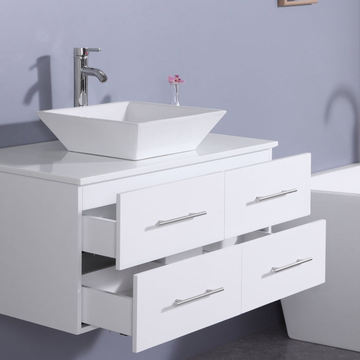 Eviva Totti Wave 36-Inch Modern Bathroom Vanity With Counter-Top And Sink