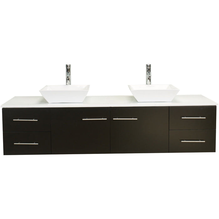 Eviva Totti Wave 60 inch Modern Double Sink Bathroom Vanity With Counter-Top And Double Sinks