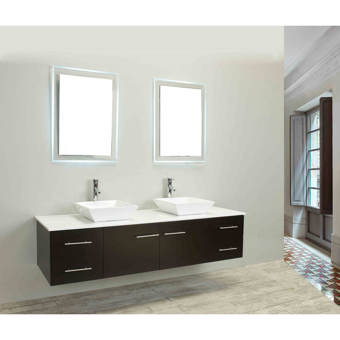 Eviva Totti Wave 72 inch Modern Double Sink Bathroom Vanity With Counter-Top And Double Sinks