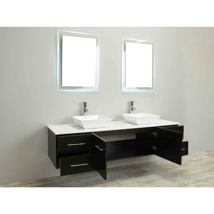 Eviva Totti Wave 72 inch Modern Double Sink Bathroom Vanity With Counter-Top And Double Sinks