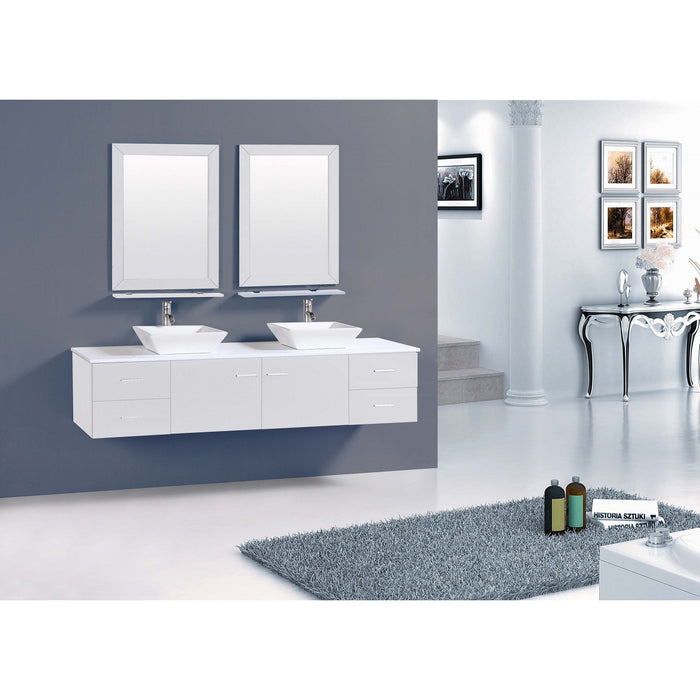 Eviva Totti Wave 72 inch Modern Double Sink Bathroom Vanity With Counter-Top And Double Sinks