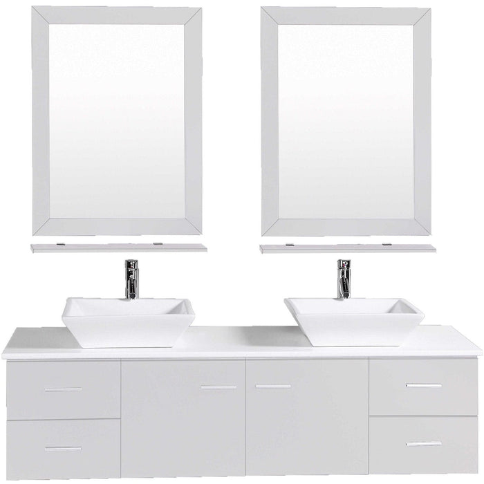 Eviva Totti Wave 72 inch Modern Double Sink Bathroom Vanity With Counter-Top And Double Sinks