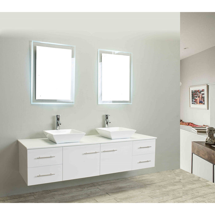 Eviva Totti Wave 72 inch Modern Double Sink Bathroom Vanity With Counter-Top And Double Sinks