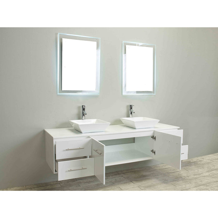 Eviva Totti Wave 72 inch Modern Double Sink Bathroom Vanity With Counter-Top And Double Sinks