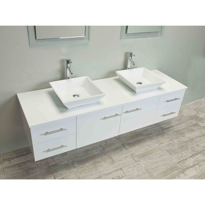 Eviva Totti Wave 72 inch Modern Double Sink Bathroom Vanity With Counter-Top And Double Sinks