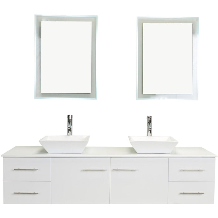 Eviva Totti Wave 72 inch Modern Double Sink Bathroom Vanity With Counter-Top And Double Sinks