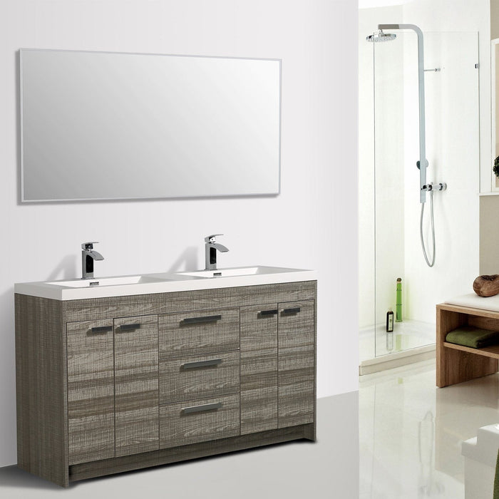 Eviva Lugano 60" Modern Bathroom Vanity with White Integrated Acrylic Double Sink