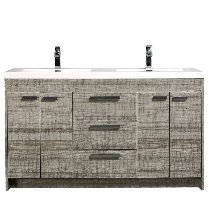 Eviva Lugano 60" Modern Bathroom Vanity with White Integrated Acrylic Double Sink