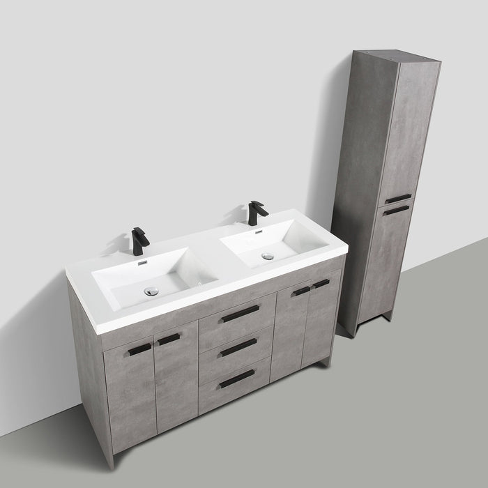 Eviva Lugano 60" Modern Bathroom Vanity with White Integrated Acrylic Double Sink