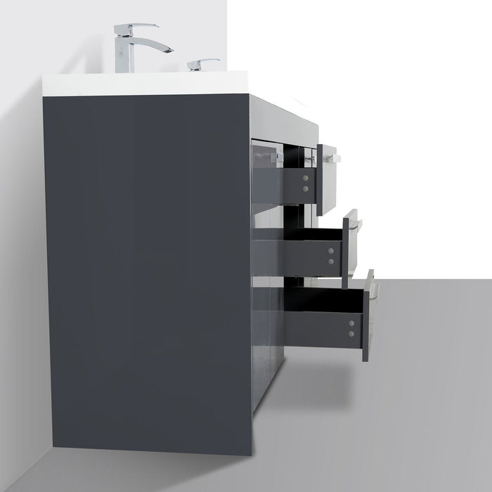 Eviva Lugano 60" Modern Bathroom Vanity with White Integrated Acrylic Double Sink