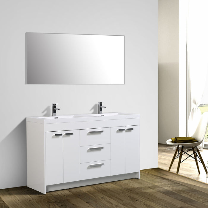 Eviva Lugano 60" Modern Bathroom Vanity with White Integrated Acrylic Double Sink