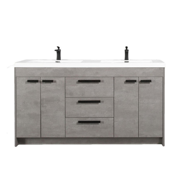 Eviva Lugano 72" Modern Double Sink Bathroom Vanity in Cement Gray, Gray, Rosewood or White Finish with White Integrated Acrylic Top