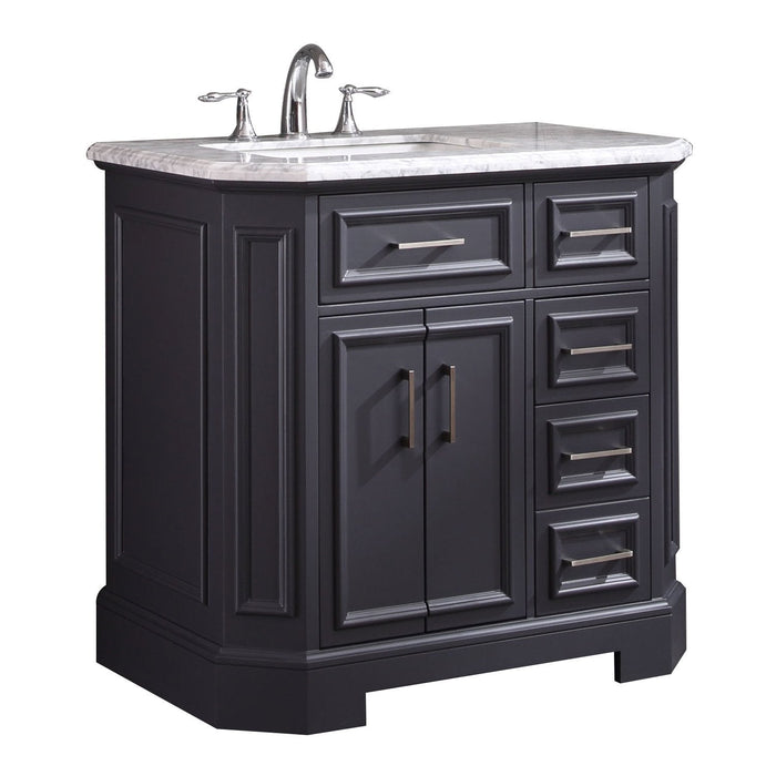 Eviva Glory 36" Bathroom Vanity with Carrara Marble Counter-top and Porcelain Sink