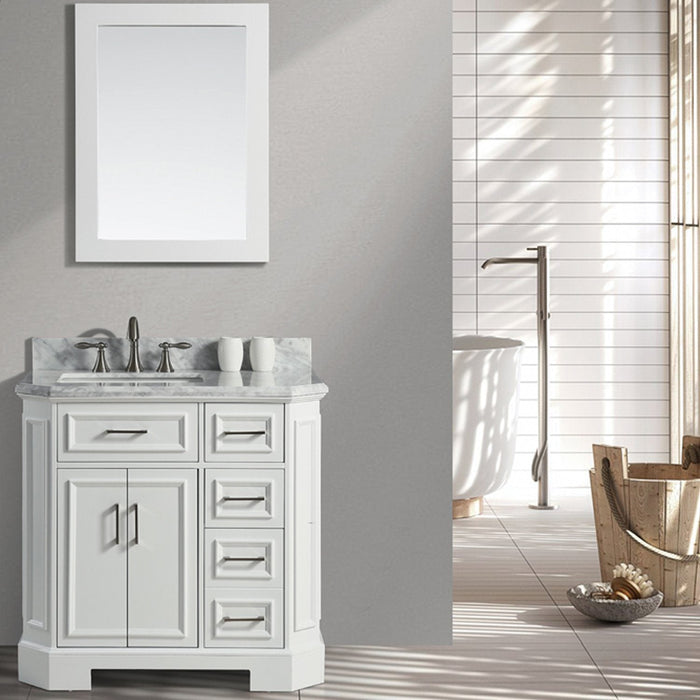 Eviva Glory 36" Bathroom Vanity with Carrara Marble Counter-top and Porcelain Sink