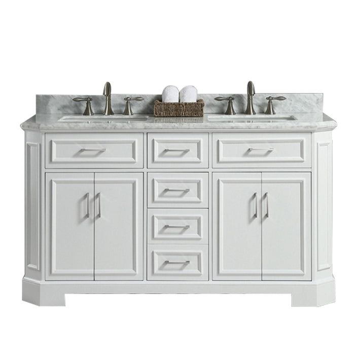 Eviva Glory 60" Bathroom Vanity with Carrara Marble Counter-top and Porcelain Sink