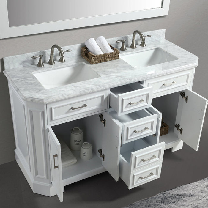 Eviva Glory 60" Bathroom Vanity with Carrara Marble Counter-top and Porcelain Sink