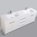Eviva Lugano 84" Oak Modern Bathroom Vanity with White Integrated Acrylic Double Sink