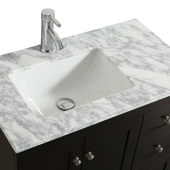 Eviva Happy 30" x 18" Transitional Bathroom Vanity with white carrara marble counter-top