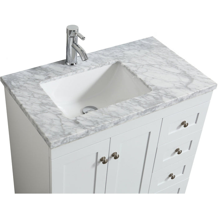 Eviva Happy 30" x 18" Transitional Bathroom Vanity with white carrara marble counter-top