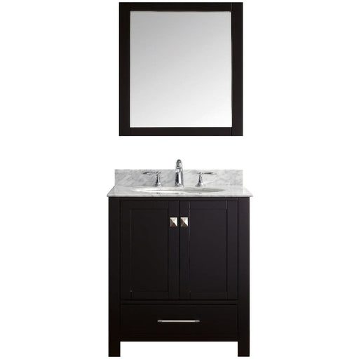 Eviva Aberdeen 30" Transitional Bathroom Vanity in Espresso, Gray or White Finish with White Carrara Marble Countertop and Undermount Porcelain Sink