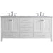 Eviva Aberdeen 78" Transitional White Bathroom Vanity with White Carrera Countertop