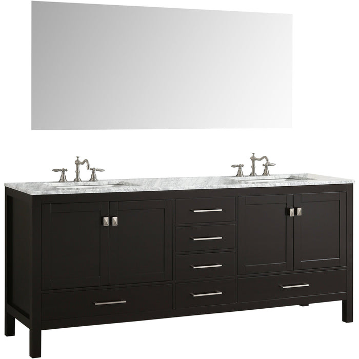 Eviva Aberdeen 84? Transitional Bathroom Vanity with White Carrera Countertop