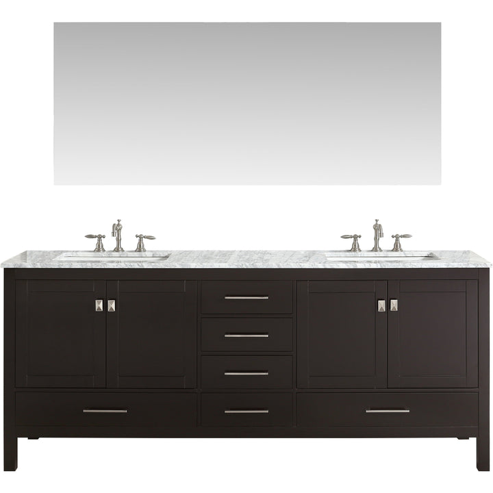 Eviva Aberdeen 84? Transitional Bathroom Vanity with White Carrera Countertop