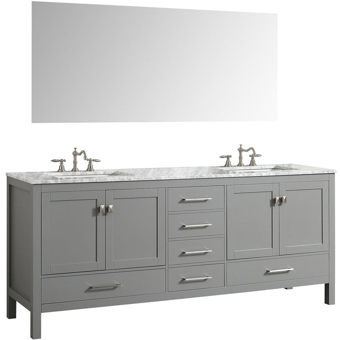 Eviva Aberdeen 84? Transitional Bathroom Vanity with White Carrera Countertop