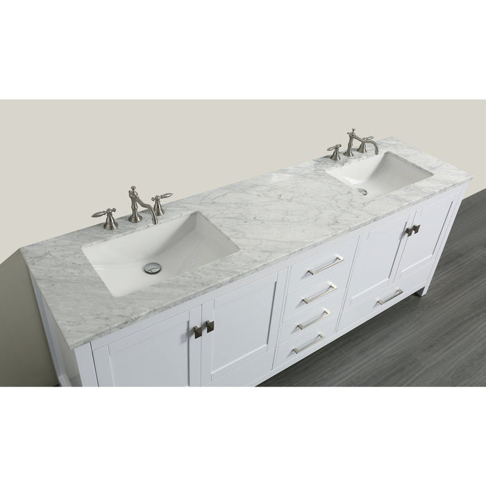 Eviva Aberdeen 84? Transitional Bathroom Vanity with White Carrera Countertop