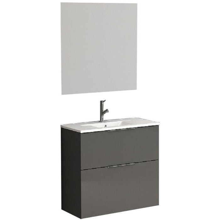 Eviva Galsaky 24" Grey Modern Bathroom Vanity Wall Mount with White Integrated Porcelain Sink