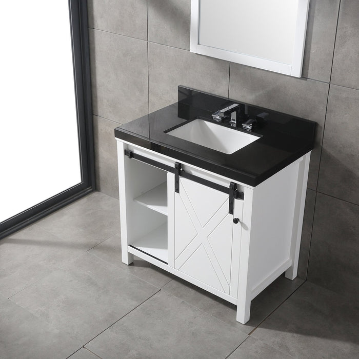 Eviva Dallas 36 in. White Bathroom Vanity with Absolute Black Granite Countertop