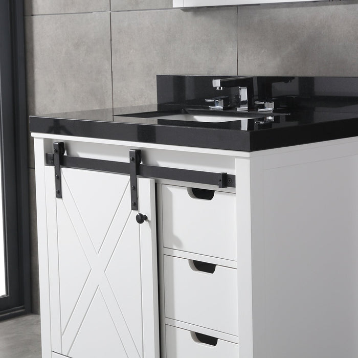 Eviva Dallas 36 in. White Bathroom Vanity with Absolute Black Granite Countertop