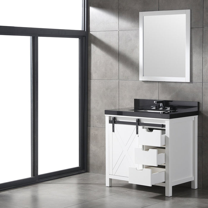 Eviva Dallas 36 in. White Bathroom Vanity with Absolute Black Granite Countertop