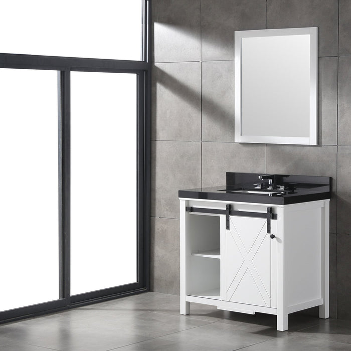 Eviva Dallas 36 in. White Bathroom Vanity with Absolute Black Granite Countertop