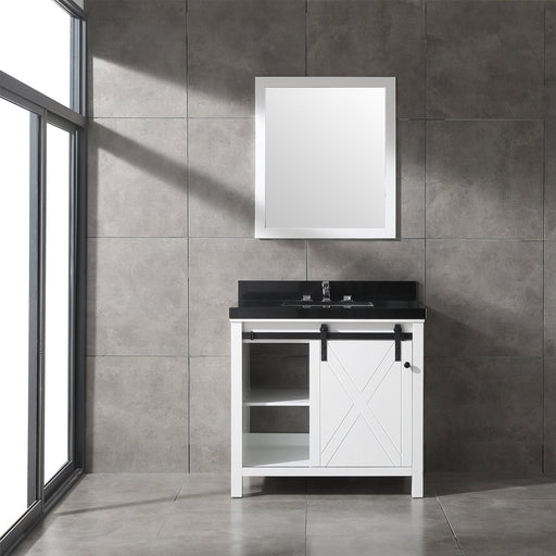 Eviva Dallas 36 in. White Bathroom Vanity with Absolute Black Granite Countertop