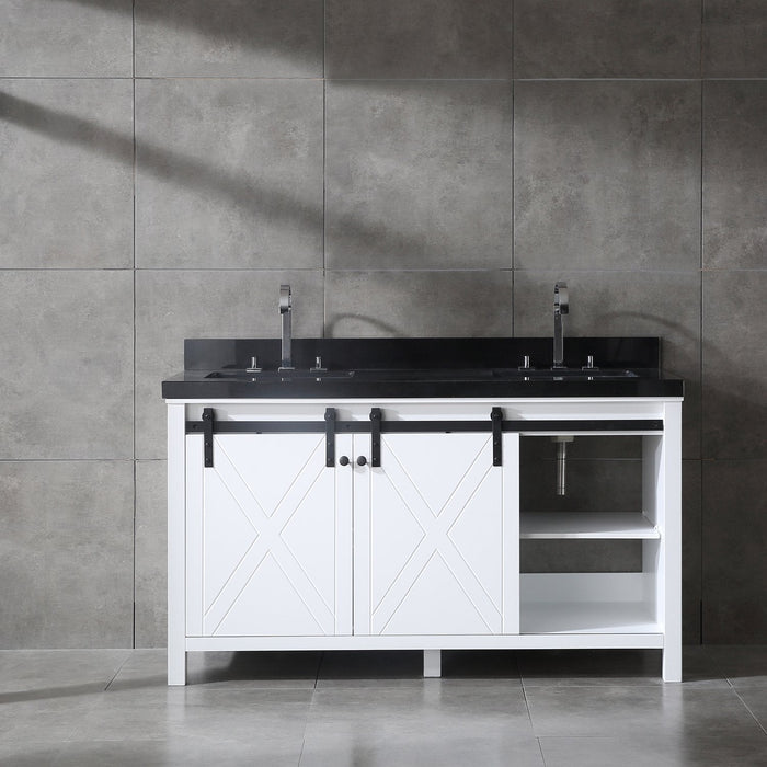 Eviva Dallas 60 in. White Bathroom Vanity with Absolute Black Granite Countertop
