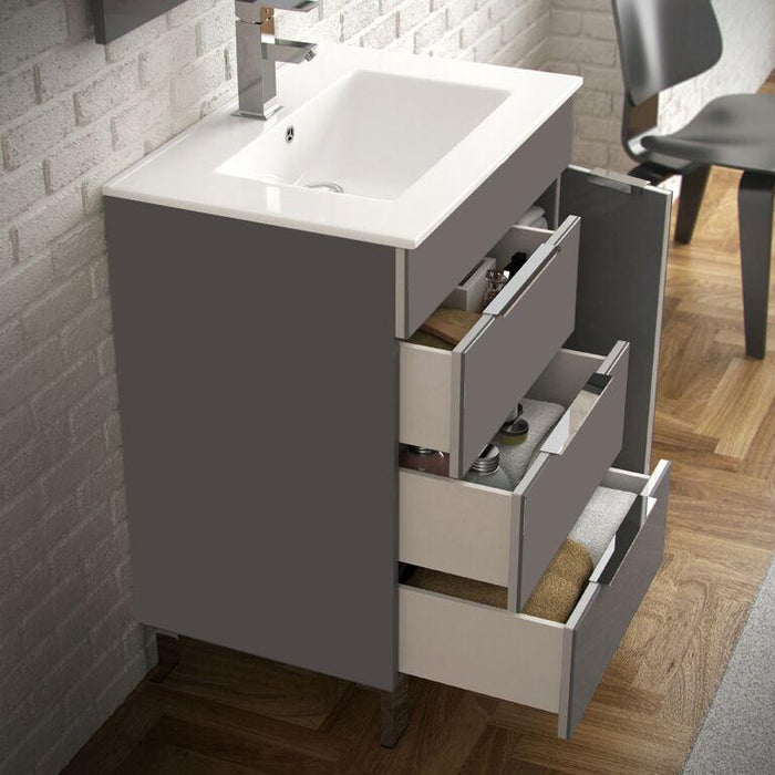 Eviva Geminis 28" Modern Bathroom Vanity with White Integrated Porcelain Sink