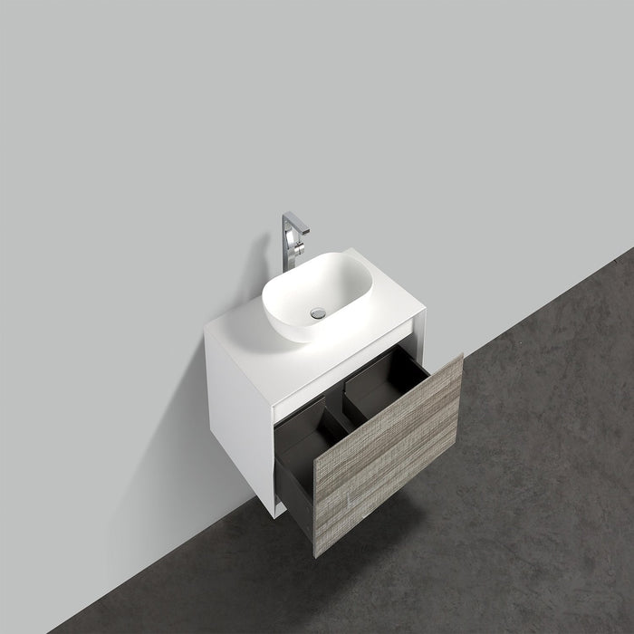 Eviva Santa Monica 36 in Wall Mount Bathroom Vanity with White Porcelain Vessel Sink