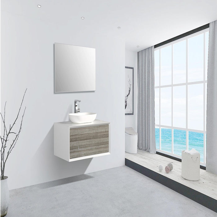 Eviva Santa Monica 36 in Wall Mount Bathroom Vanity with White Porcelain Vessel Sink