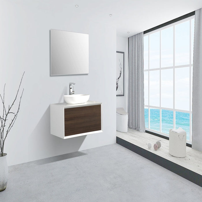 Eviva Santa Monica 36 in Wall Mount Bathroom Vanity with White Porcelain Vessel Sink