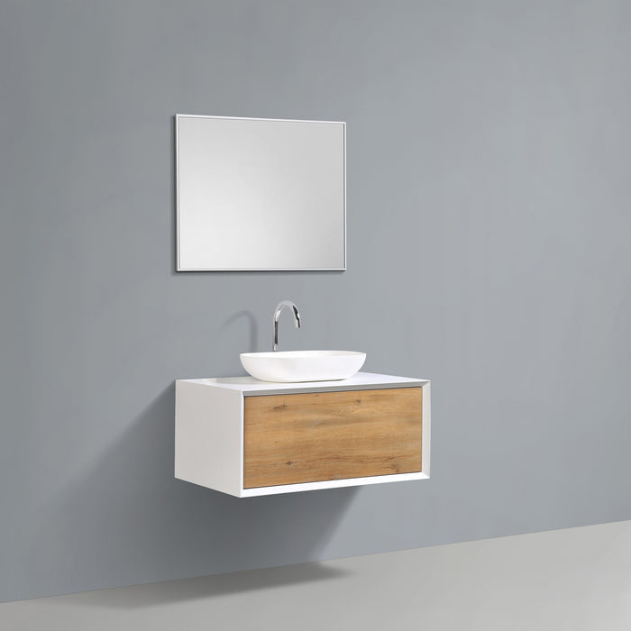 Eviva Santa Monica 36 in Wall Mount Bathroom Vanity with White Porcelain Vessel Sink