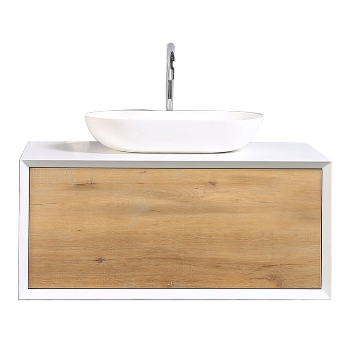 Eviva Santa Monica 36 in Wall Mount Bathroom Vanity with White Porcelain Vessel Sink