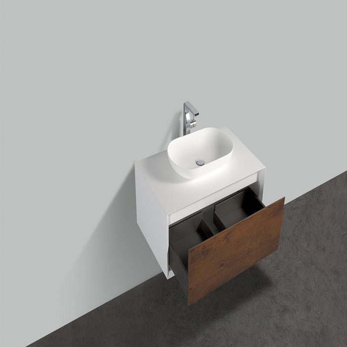 Eviva Santa Monica 36 in Wall Mount Bathroom Vanity with White Porcelain Vessel Sink