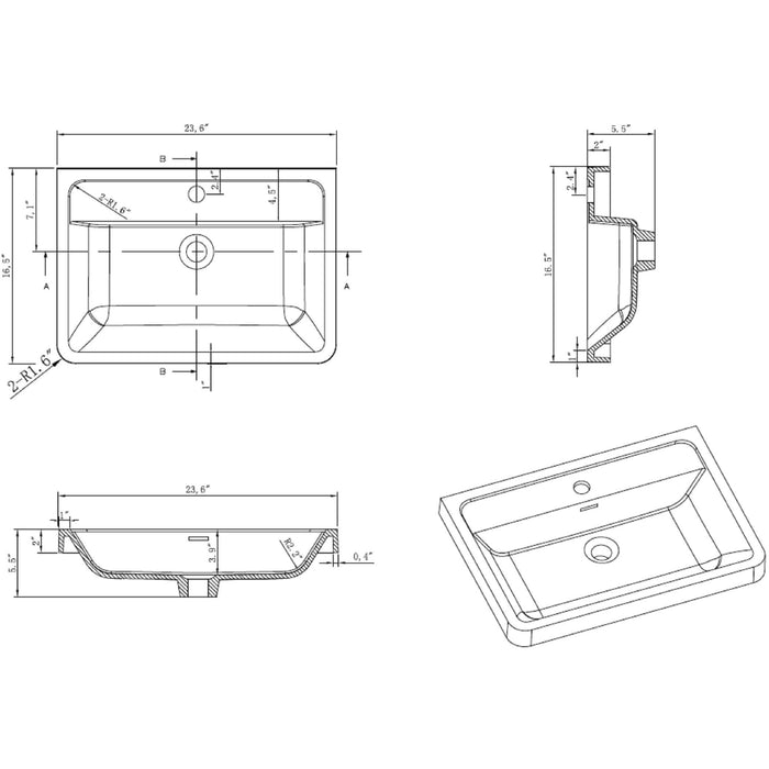 Eviva Smile 24" Modern Bathroom Vanity Set with Integrated White Acrylic Sink